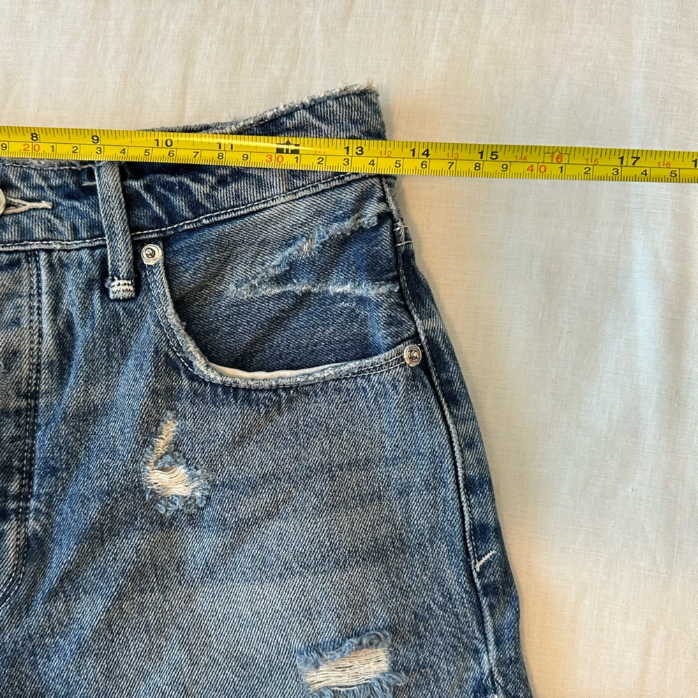 Good American Blue Distressed Jean Shorts - Picture 6 of 7